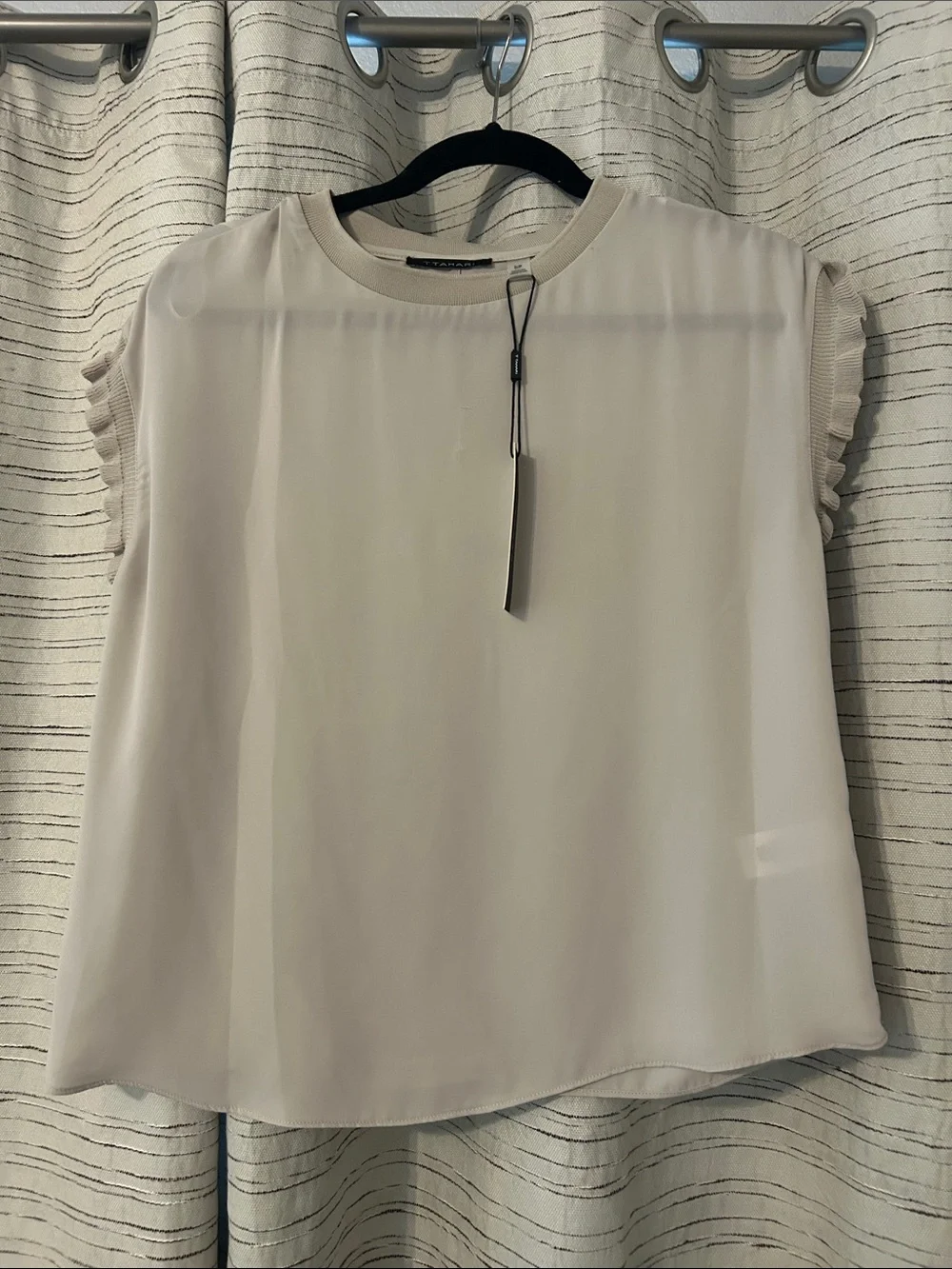 Tahari Cream Short Ruffle-Sleeve Camisole